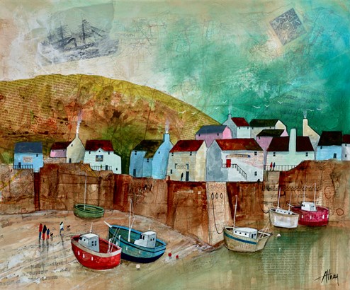 Hill Over the Harbour by Keith Athay - Original Painting on Box Canvas